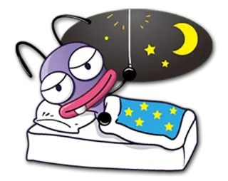 🌙 f987bbbc sono, noite, sonho, desenho animado, cama, travesseiro telegram sticker