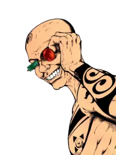 😎 7d57bf0a mann, tattoo, figur, kahl, gewalt, anstößig, kunst, illustration telegram sticker