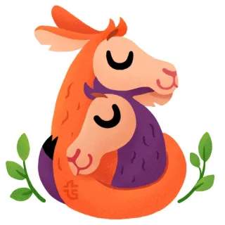 😙 387451ca Lama, Umarmung, Tier, süß, Cartoon, Freundschaft, Liebe telegram sticker