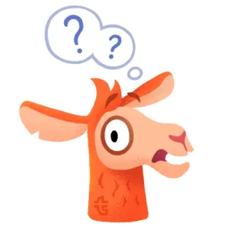 😯 e4ca23a3 Lama, Fragezeichen, Denken, Verwirrt, Tier, Süß, Cartoon telegram sticker