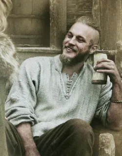 🩸 16361376 Ragnar Lothbrok Vikings Викинги, Рагнар Лодброк, Историческая драма, Телевидение, Бородатый мужчина, Пьет, Трэвис Фиммел telegram sticker