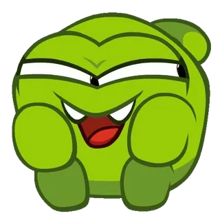 😈 73a41354 Om Nom Cut the Rope Om Nom, Cut the Rope, vert, dessin animé, monstre, jeu, mignon telegram sticker
