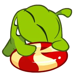 🥰 83960a00 Om Nom Cut the Rope Om Nom, Cut the Rope, bonbon, monstre vert, dessin animé, jeu, animation telegram sticker