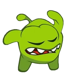 😮‍💨 f49da6c4 Om Nom Cut the Rope Om Nom, Cut the Rope, jeu, monstre, dessin animé, vert telegram sticker