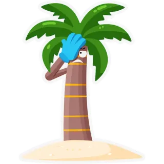 🤦 53e6c026 palmeira, desenho animado, triste, facepalm, planta, praia, ilha whatsapp sticker