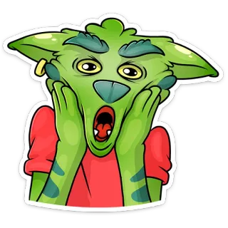 😮 033645a6 สัตว์ประหลาด, สีเขียว, ตกใจ, ประหลาดใจ, กลัว, การ์ตูน, สิ่งมีชีวิต telegram sticker