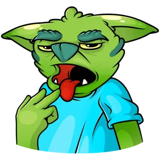 😤 00572359 哥布林, 怪物, 粗鲁, 手势, 卡通, 绿色 telegram sticker