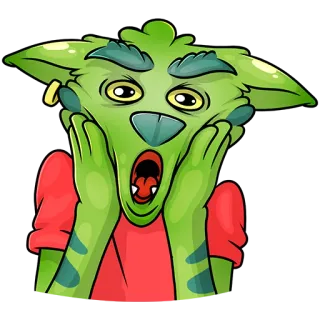 🙀 016f7df0 绿色, 怪物, 生物, 卡通, 惊讶, 害怕 telegram sticker