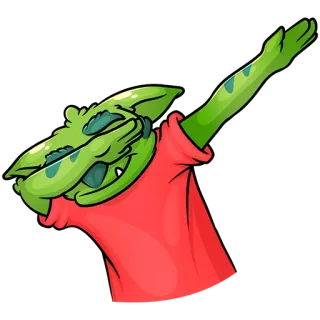 👏 23d058cb dab, 绿色, 生物, 卡通, 舞蹈 telegram sticker