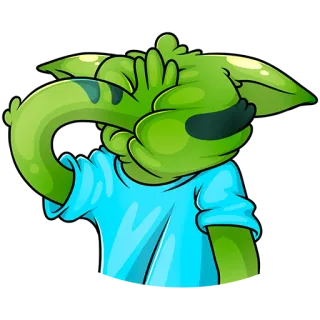 🤮 3d97a673 卡通, 绿色, 外星人, 捂脸, 表情, 角色 telegram sticker