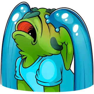 😭 6a3111b2 哭泣, 悲伤, 眼泪, 卡通, 表情符号, 表情, 绿色, 角色 telegram sticker