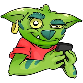 😉 79c195c3 卡通, 哥布林, 绿色, 怪物, 角色, 生物 telegram sticker