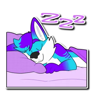 😴 127a7b8f ZZZ sommeil, dormir, zzz, dessin animé, animal, lit telegram sticker