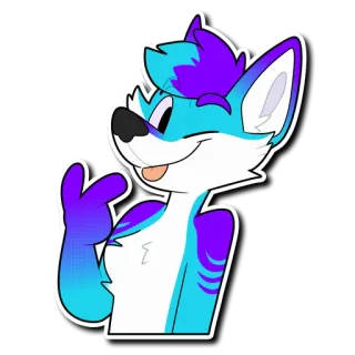 😜 2c326f4a dessin animé, renard, furry, animal, clin d'oeil telegram sticker