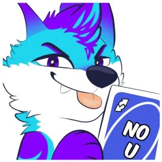 🤪 3a11b1ec NO U Furry, Renard, Uno, Non toi, Jeu de cartes, Carte inverse telegram sticker