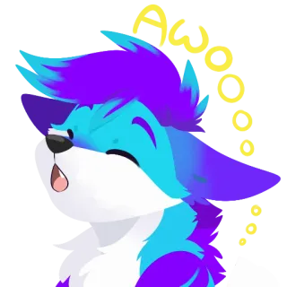 🥳 3c786683 Aoooo? Furry, Anthro, Loup, Cartoon, Mignon, Animal telegram sticker
