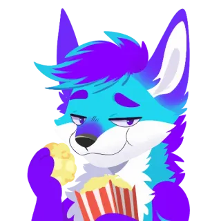 🍿 554117cb Furry, Renard, Popcorn, Snack, Dessin animé, Animal, Anthropomorphe telegram sticker