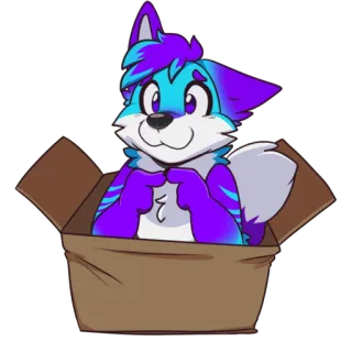 🥺 5efaac96 renard, animal, dessin animé, boîte, poilu, mignon telegram sticker