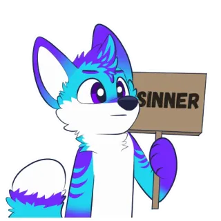 😐 6fa3ee7e SINNER renard, dessin animé, panneau, pécheur, furry telegram sticker