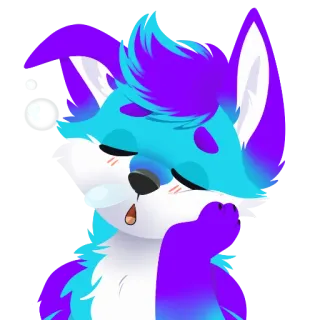 😴 9d6e1ff1 renard, mignon, endormi, animal, dessin animé, violet, bleu telegram sticker