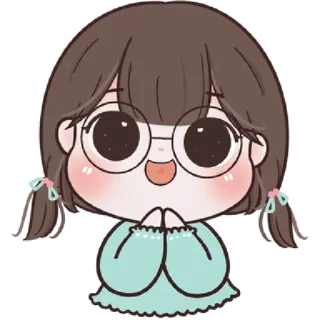 🥨 73b96d1a สาวอนิเมะ, น่ารัก, แว่นตา, โบว์, มีความสุข telegram sticker