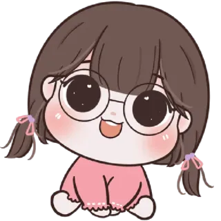 🥨 779ca95f น่ารัก, การ์ตูน, ผู้หญิง, แว่นตา, สติกเกอร์, คาวาอิ telegram sticker