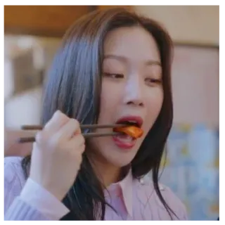 💕 671b1868 makan, wanita, makanan, sumpit, makanan korea telegram sticker