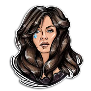 😥 76cae632 woman, crying, sad, tear, portrait, brunette, girl telegram sticker
