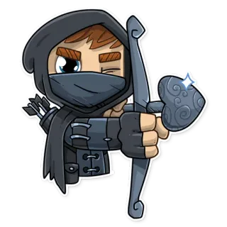 ❤ 1ee2300f Bogenschütze, Kapuze, Bogen, Pfeil, Cartoon, Fantasy telegram sticker