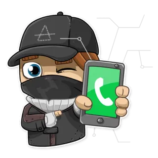 📞 2a33845d Cartoon, Sticker, Anruf, Maske, Zwinkern telegram sticker