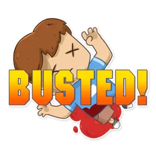 💀 57591287 BUSTED! kaputt, Cartoon, verletzt, Blut, Unfall telegram sticker