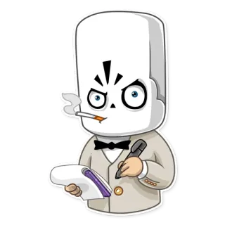 📝 9d291fcf Skelett, Rauchen, Schreiben, Figur, Cartoon, Mafia telegram sticker