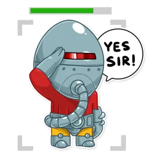 👌 b93f300b YES SIR! Roboter, Salut, Jawohl, Cartoon, Militär, Gehorsam telegram sticker