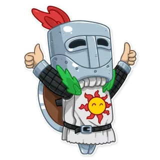 👍 ffa1067e Solaire of Astora Dark Souls Solaire, Lob die Sonne, Dark Souls, Ritter, Videospiel, Charakter, Daumen hoch telegram sticker