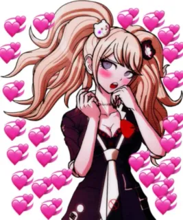 💞 e4fe1f7b Junko Enoshima Danganronpa Anime, Hồng, Trái tim, Junko Enoshima, Danganronpa, Nhân vật, Kawaii whatsapp sticker