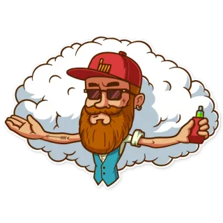 😎 17ba896e Vape, Barbudo, Nube, Gorra roja, Gafas de sol, Hombre telegram sticker