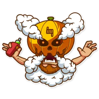 🎃 708fabc4 Vape, Calabaza, Fumar, Vapor, Halloween, Nubes telegram sticker