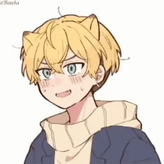 ☺️ 4f13d184 @4awks Anime, Mangá, Personagem, Orelhas de gato, Loiro/Loira, Kawaii telegram sticker