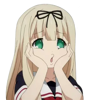 😗 60195e7a ragazza anime, carino, cartone animato, adesivo, anime, ragazza, capelli biondi, occhi verdi telegram sticker