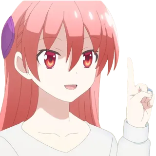 ☝️ 354bcfac anime, girl, character, cute, pink hair, pointing telegram sticker
