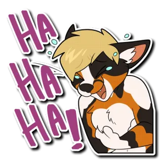 😂 975ac001 HA HA HA! เฟอร์รี่, หัวเราะ, การ์ตูน, สัตว์ telegram sticker