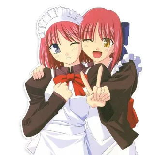 ✌️ 354749b1 动漫, 女仆, 女孩, 和平手势, 中指 telegram sticker