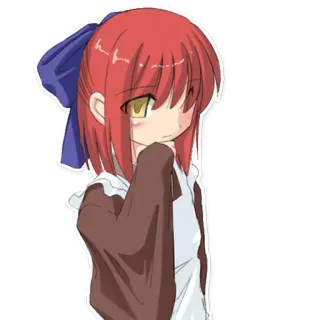 👀 7efb7f82 动漫, 漫画, 女孩, 可爱, 红发, 蝴蝶结 telegram sticker