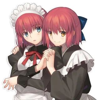 ☺️ 8520b966 动漫女孩, 女仆装, 红发, 动漫, 卡通 telegram sticker