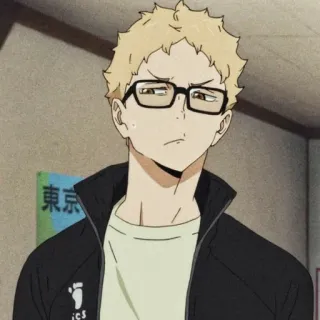 🦕 2e6b1f18 Kei Tsukishima Haikyuu!! Anime, Haikyuu, Kei Tsukishima, Tsukishima, Volleyball, Charakter whatsapp sticker