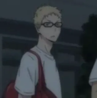 ✨ 09001781 Tsukishima Kei Haikyuu!! 애니메이션, 캐릭터, 남성, 안경 telegram sticker