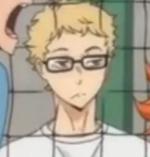 ✨ 31177eee Tsukishima Kei Haikyuu!! 츠키시마 케이, 하이큐!!, 애니, 안경, 금발 telegram sticker
