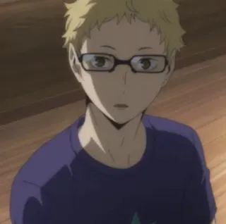 ✨ 45e84ad3 Kei Tsukishima Haikyu!! 애니메이션, 캐릭터, 츠키시마, 케이, 하이큐, 안경, 금발 telegram sticker