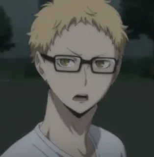 ✨ 4a6b6ad1 Kei Tsukishima Haikyuu!! 애니메이션, 하이큐, 츠키시마, 츠키시마 케이, 안경, 카라스노, 배구 telegram sticker