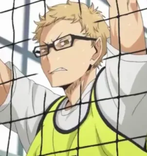 ✨ 76db4cf0 Kei Tsukishima Haikyuu!! 애니메이션, 배구, 안경, 금발, 캐릭터, 하이큐 telegram sticker